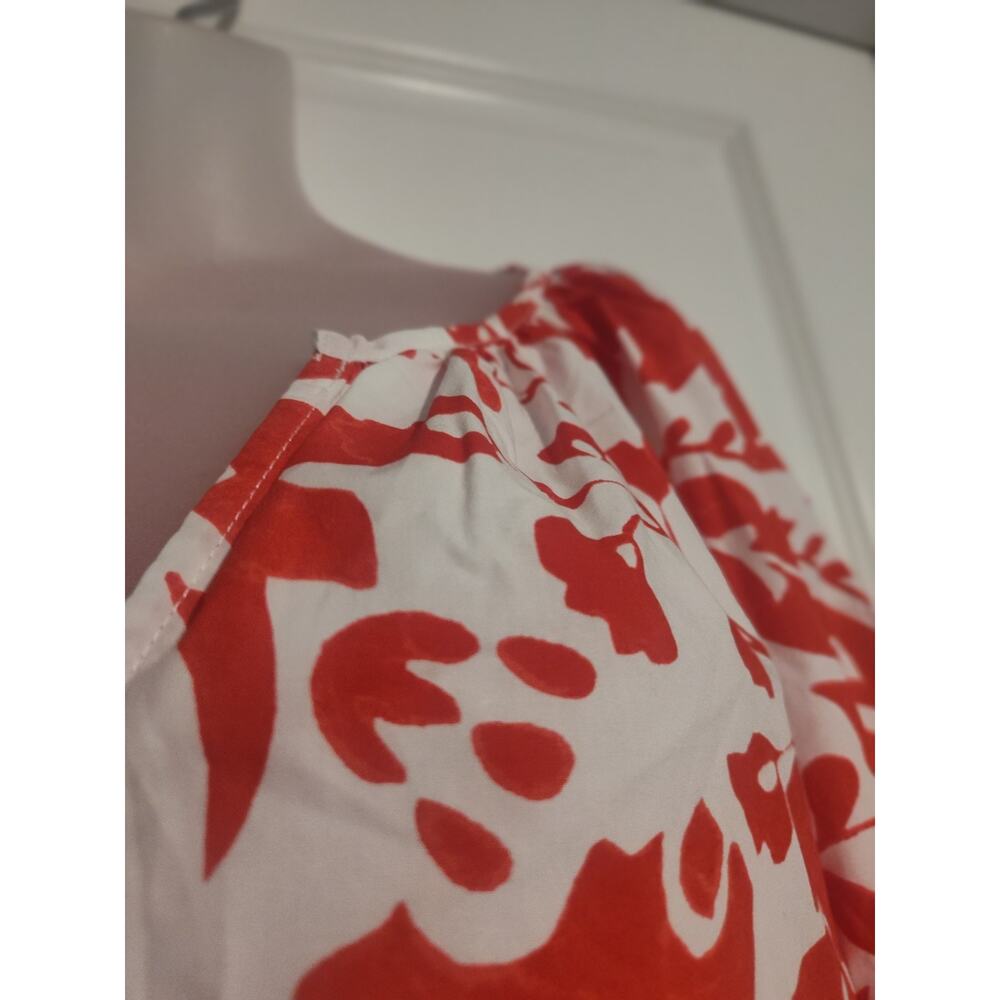 Banana Republic Woman Red White Blouse Long Sleeve Top Size S Bag1 - Picture 3 of 4